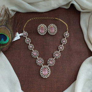 Elegant Victorian Zircon Necklace Set – Available in Navaratan, Green, Pink & Mint