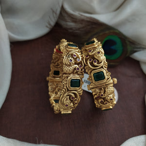 Antique Peacock Design Nakshi Work Kada Bangle - Single piece price!