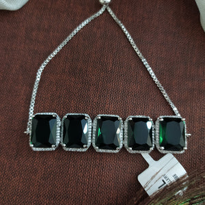 Big Stone Zircon Bracelets | Adjustable Party-Wear Bracelets – Green, Violet & Yellow