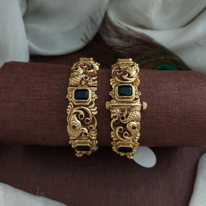Antique Peacock Design Nakshi Work Kada Bangle - Single piece price!