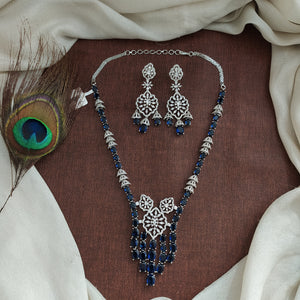 Zircon Necklace Set in Silver Rhodium & Diamond Finish – Elegant Color Options