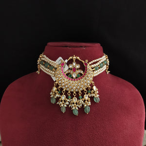 Moon Paachi Kundan Choker Set with Jhumkas – Designer Pearl Beaded Bridal Jewellery