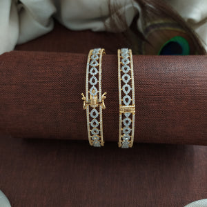 Diamond Finish Full White Zircon Openable Bangles | Real Diamond Look | Pair