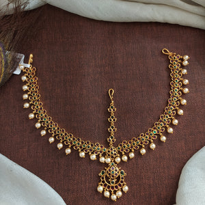 Antique Kemp Stones Tikka Set | Traditional Temple Hair Accessory