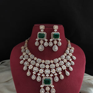 Bridal Heavy Zircon Necklace Set – Flexible Diamond Finish Beauty