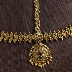 Antique Plain Gold Finish Tikka Set | Triple-Layered Hair Accessory