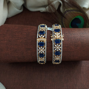 Diamond Finish Zircon Openable Bracelet Bangles | Blue, Ruby, Green & Violet | Single Piece