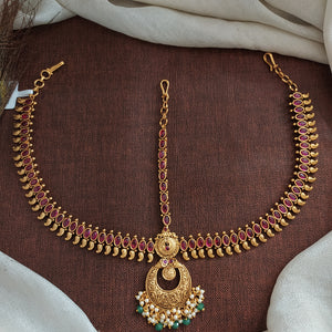 Antique Kemp Stones Tikka Set | Traditional Temple Hair Accessory