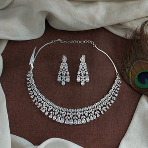 Zircon Necklace Set with Diamond Setting – Two Finishes