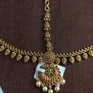 Antique Non-Idol Temple Design Tikka Set | Traditional Hair Accessory