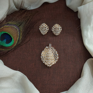 Zircon Pendant Set | Elegant CZ Pendant with Matching Studs