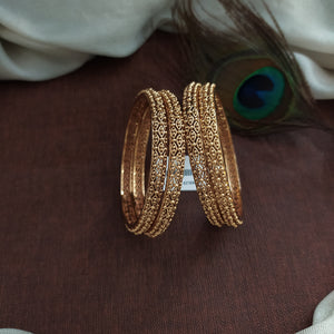 Plain Antique Bangle Set (4 Pieces) – Traditional Stackable Bridal Bangles