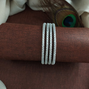 Zircon Stone Bangles | Silver (Rhodium) & Gold Plated Finish | Ruby, Green & White