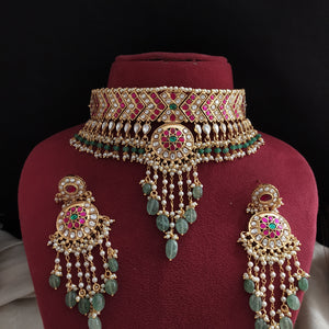 Designer Jadau Kundan V-Style Choker Set – Perfect for V-Neck Blouses