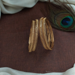 Plain Antique Bangle Set (4 Pieces) – Traditional Stackable Bridal Bangles