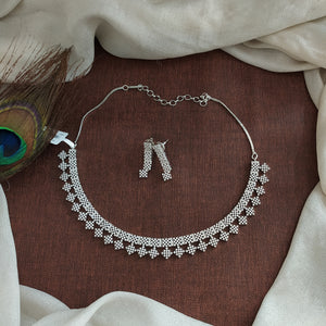 Micro CZ Diamond-Look Zircon Necklace Set – Available in Diamond & Rhodium Finishing