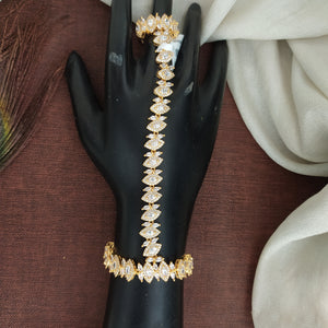 AD Stone Hathphool (Palm Bracelet) – Adjustable Bridal Hand Harness in Gold & Two-Tone Polish