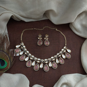 Victorian Finish Kundan Necklace Set – With Matching Earrings
