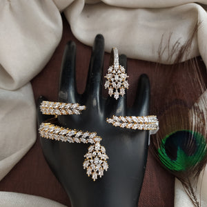 Designer Dual-Tone Zircon Palm Cuff – Statement Hand Jewellery