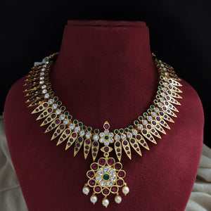 Real Araku Kemp Short Necklace with Floral Pendant – Temple Style Bridal & Dance Jewellery
