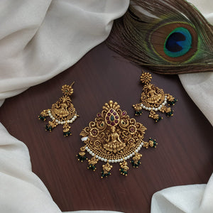 Beautiful lord lakshmi pendant set with white pearls