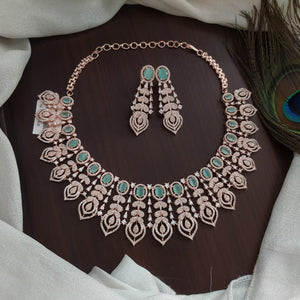 Pretty Modern Design Necklace set in multi color stones