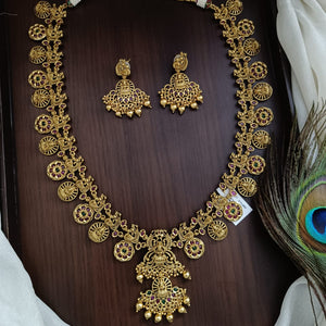 Nagas temple work long set with matching earrings