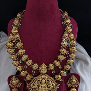 Elegant Design Nagas Temple Work Long Set with Matching Earring