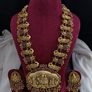 Elegant Nagas Temple Work Long Set With Matching Earrings