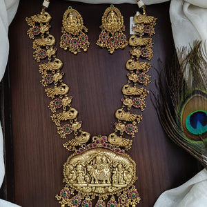 Elegant Nagas Temple Work Long Set With Matching Earrings