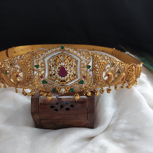 Reversible Hip Belt with Lord Lakshmi and floral Design