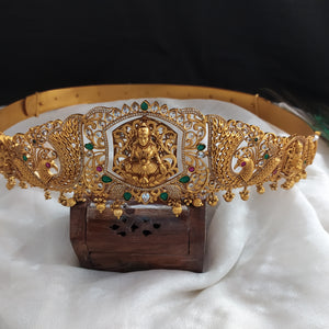 Reversible Hip Belt with Lord Lakshmi and floral Design