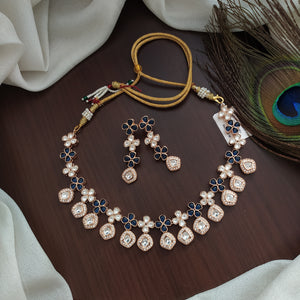 Stunning Hydro Blue  Necklace In Floral Design