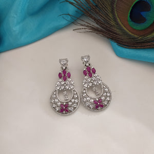 AD stone choker set with matching earrings in hydro ruby color