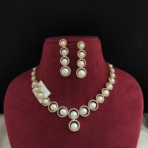 Gold Plated Zircon Necklace With Matching Earrings & Danglings