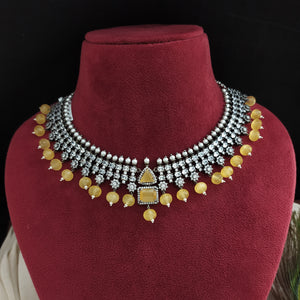 Zircon necklace with beautiful beads dangling Having Victorian Polish
