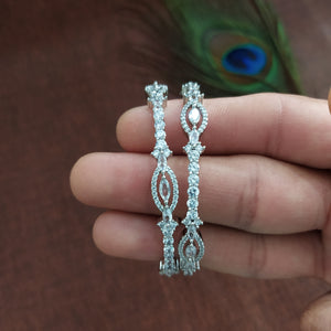 Stylish Silver Plated Zircon Bangles - Sonal Fashion Jewellery