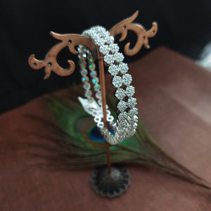 Nakshatra Design Silver Plated Zircon Bangles 