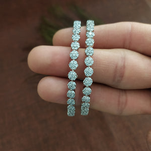 Nakshatra Design Silver Plated Zircon Bangles 