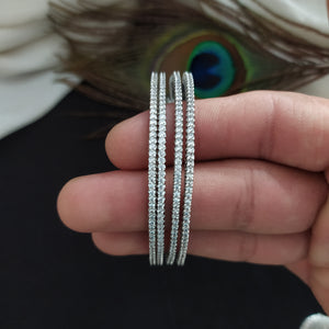 Silver Plated Elegant Zircon Bangles